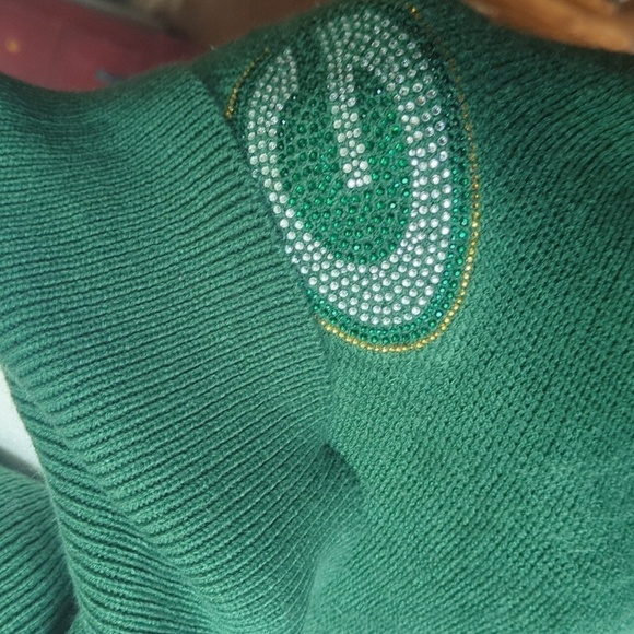 Green Bay Packers NFL Green Crystal Bling soft Knit Poncho One-size Sweater S/L - Picture 2 of 9